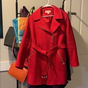 Micheal Kors red pea coat